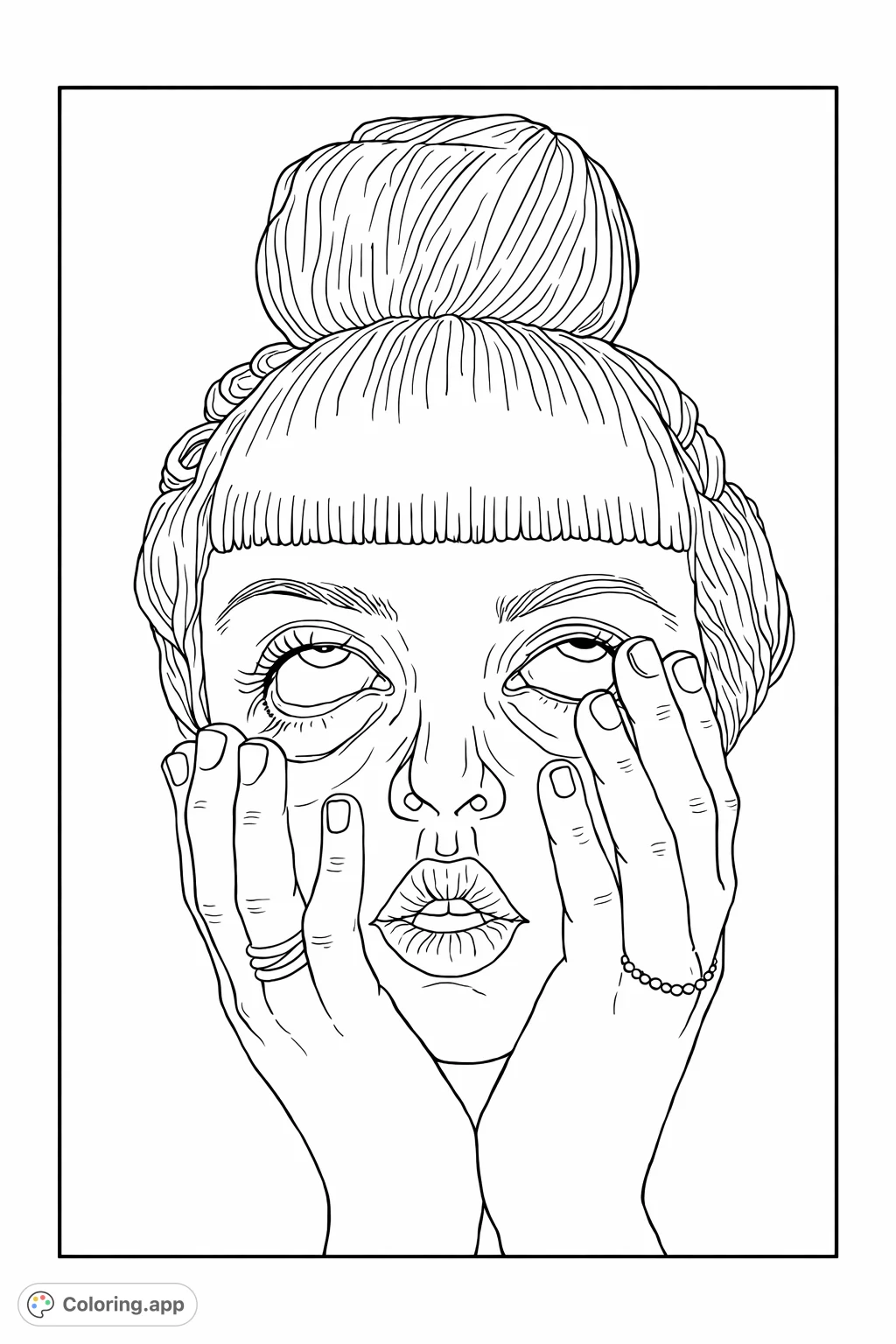 Distorted Coloring Pages Exaggerated Expression Portrait - Coloring.app