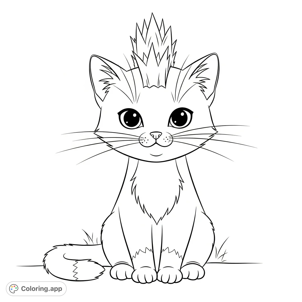 Mohawk Coloring Cute Mohawk Cat - Coloring.app