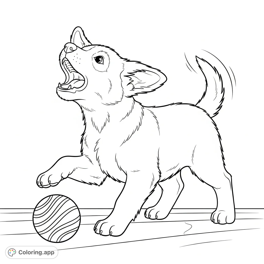 An adorable puppy, mid-bark with a ball, radiates playful energy. This free printable puppy barking coloring page is perfect for all animal lovers.
