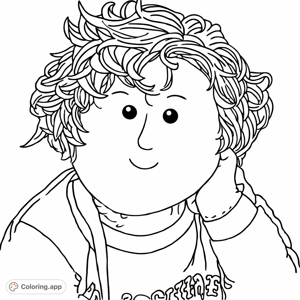 Capture the sweet expression of this charming doll! A delightful character with curly hair and a patterned top, perfect for creative coloring fun.
