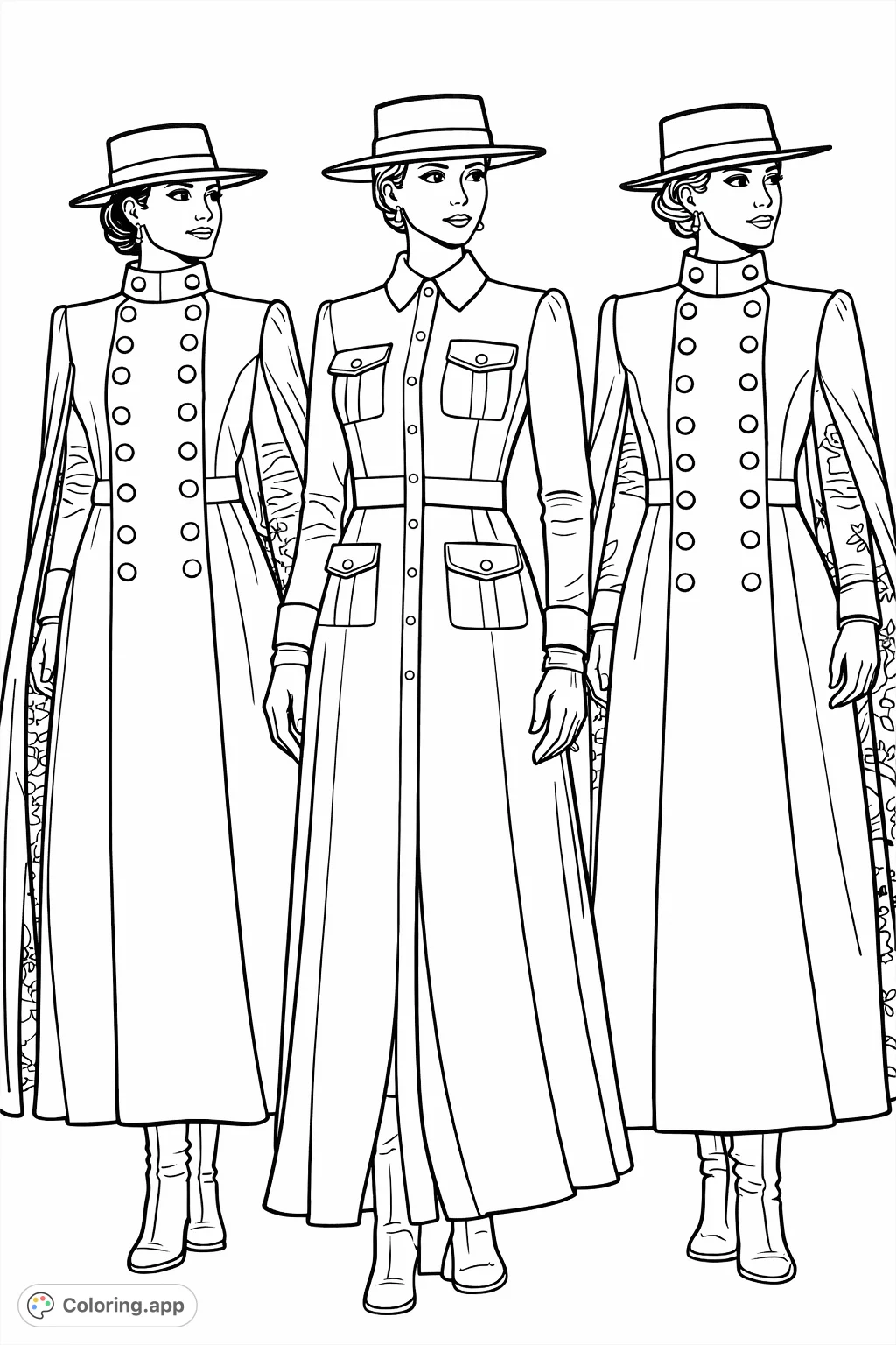 Coat Rack Coloring Regal Coats and Hats - Coloring.app