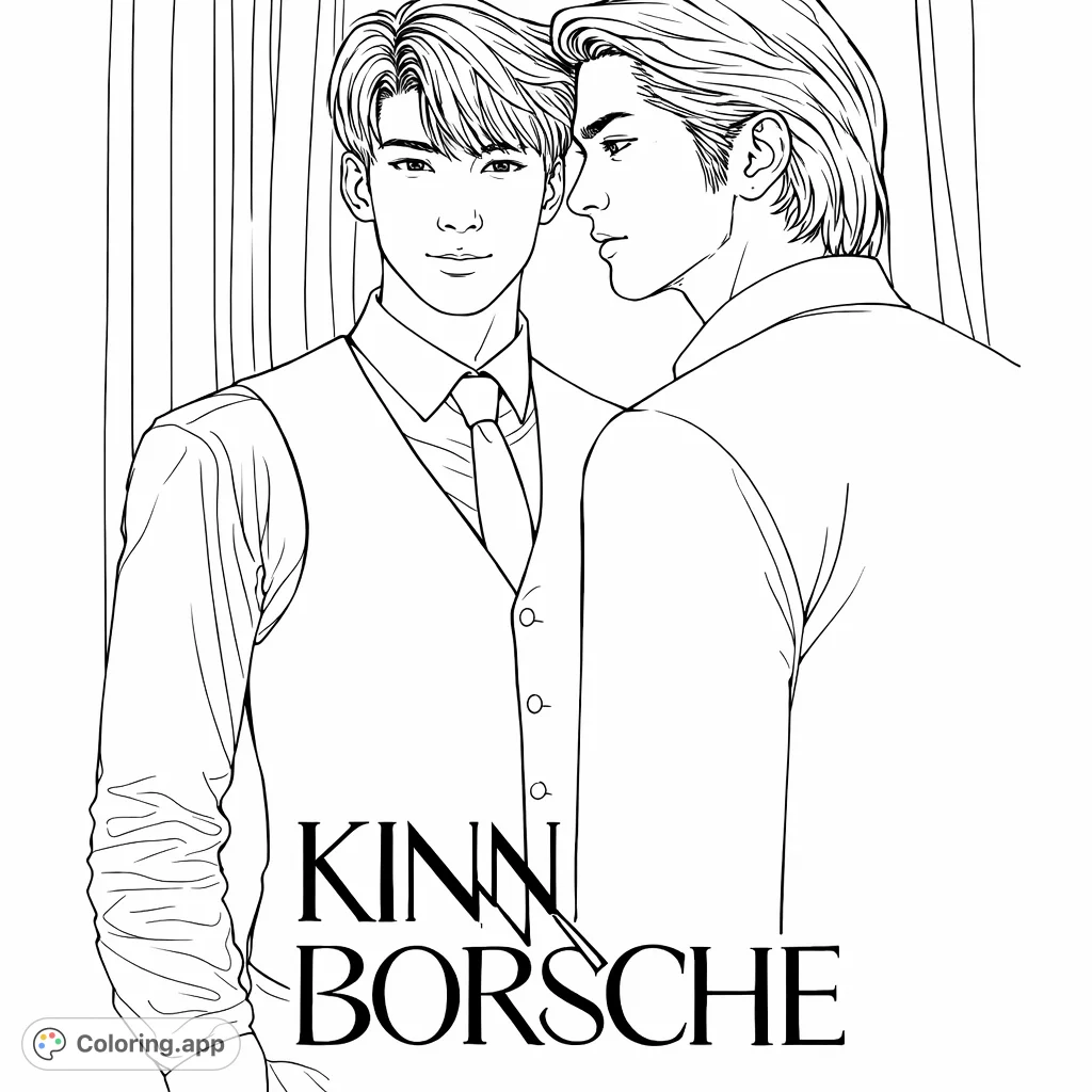 An elegant portrait of two men in formal attire, capturing a moment of quiet connection. Perfect for fans of romantic themes and stylish character art.