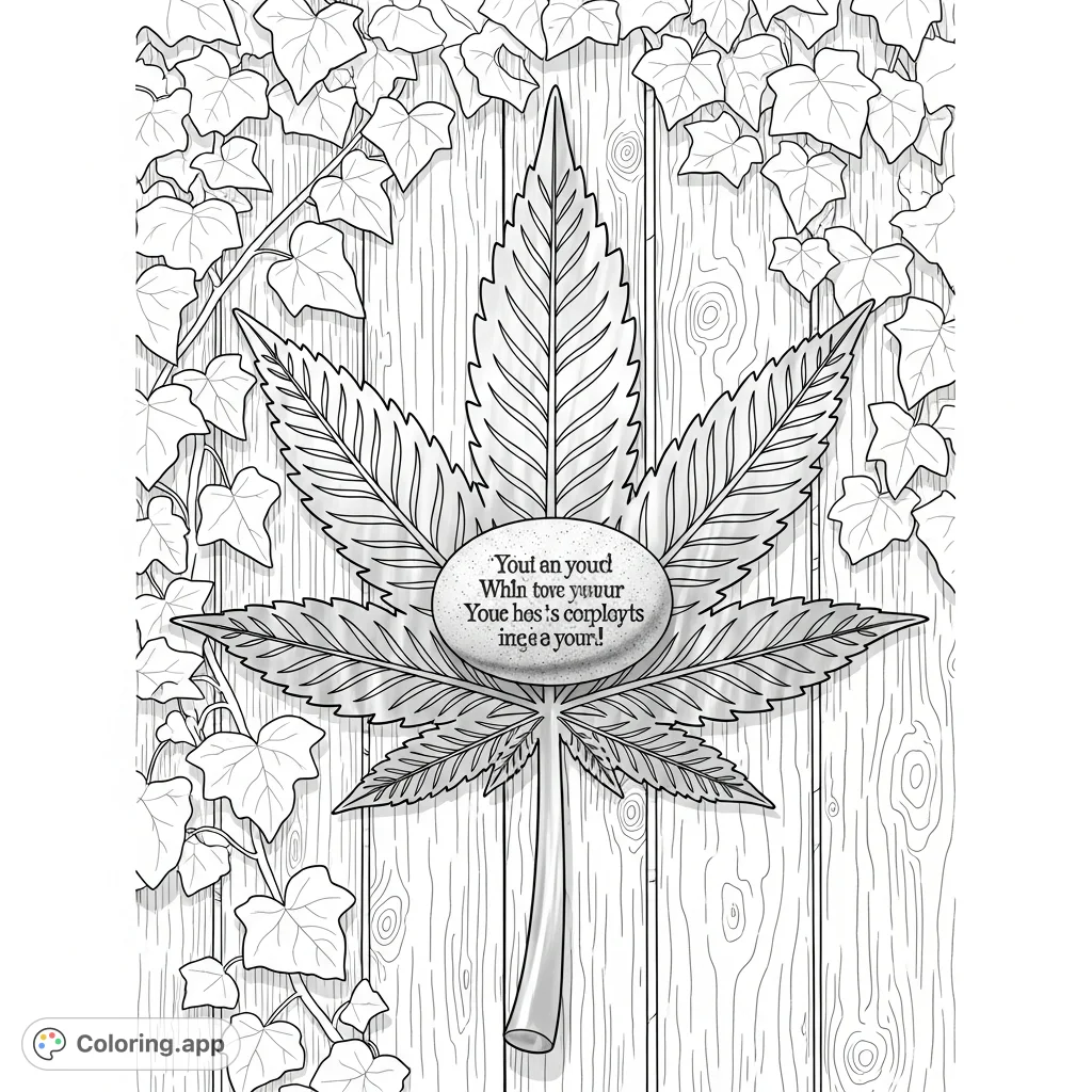Cannabis Leaf Wisdom Sign - Coloring.app