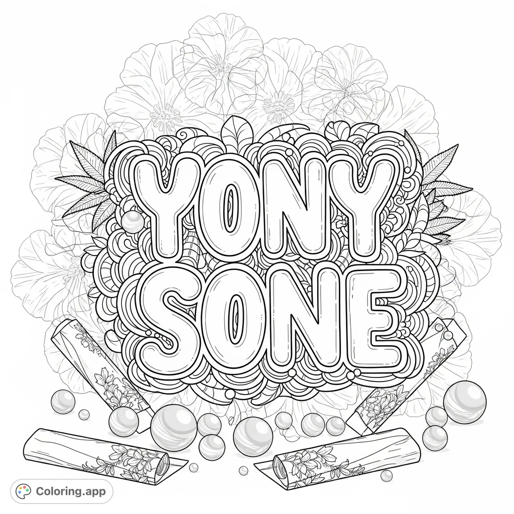 A captivating bubble letter quote adorned with elegant flourishes, surrounded by delicate pearls and floral-embossed rolling papers, set against a backdrop of intricate floral patterns.