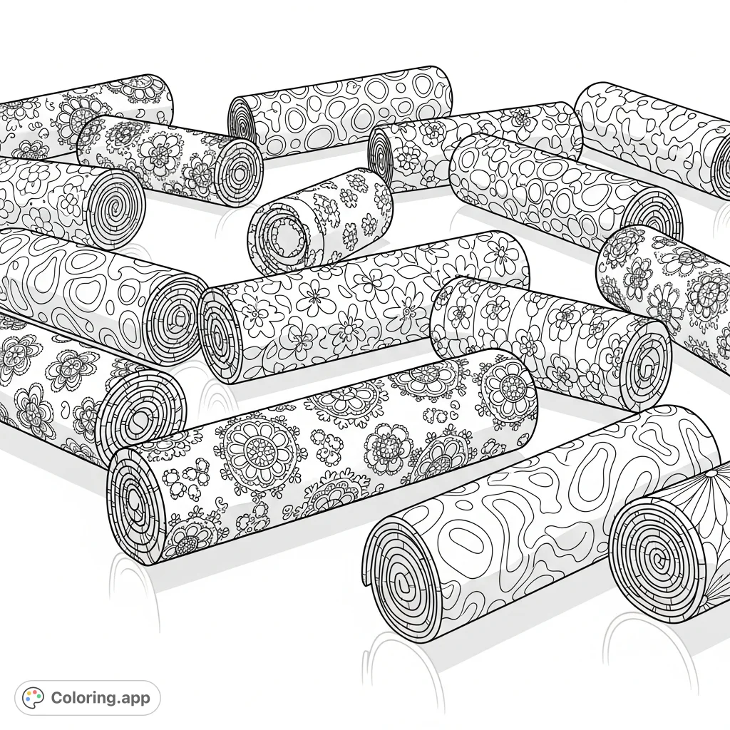 Discover a captivating collection of intricately patterned rolled forms, adorned with floral lace and swirling abstract designs, creating a unique and detailed visual.