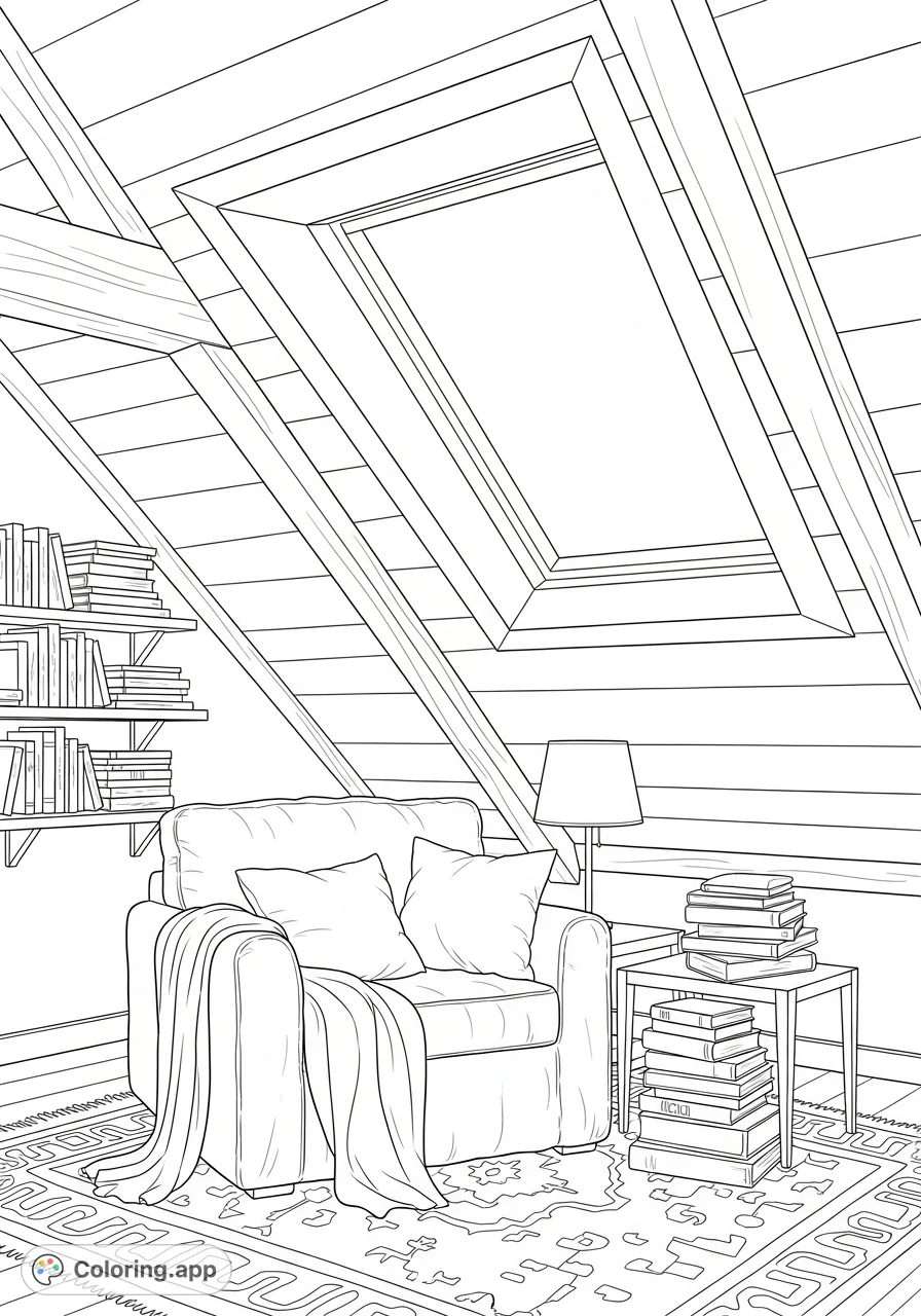 Cozy Attic Reading Nook Coloring app cozy-attic-reading-nook-coloring-app