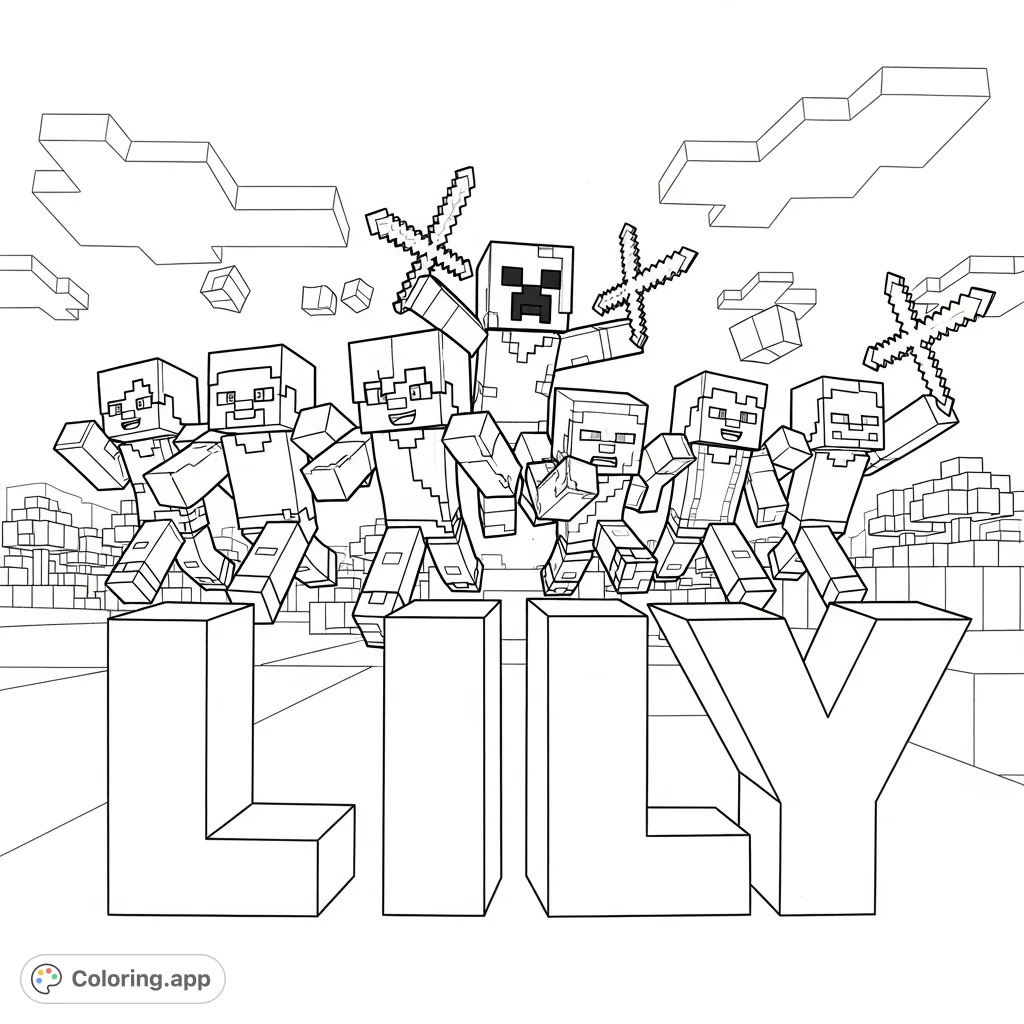 Minecraft Characters To Color Minecraft Characters Lily Adventure - Coloring.app