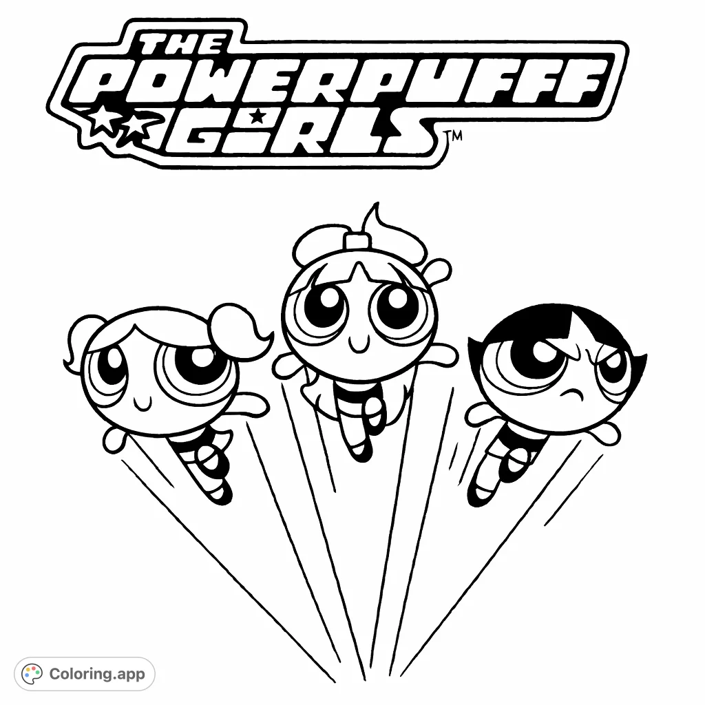 Join Blossom, Bubbles, and Buttercup in this action-packed Powerpuff Girls coloring page. A free printable for kids and adults!