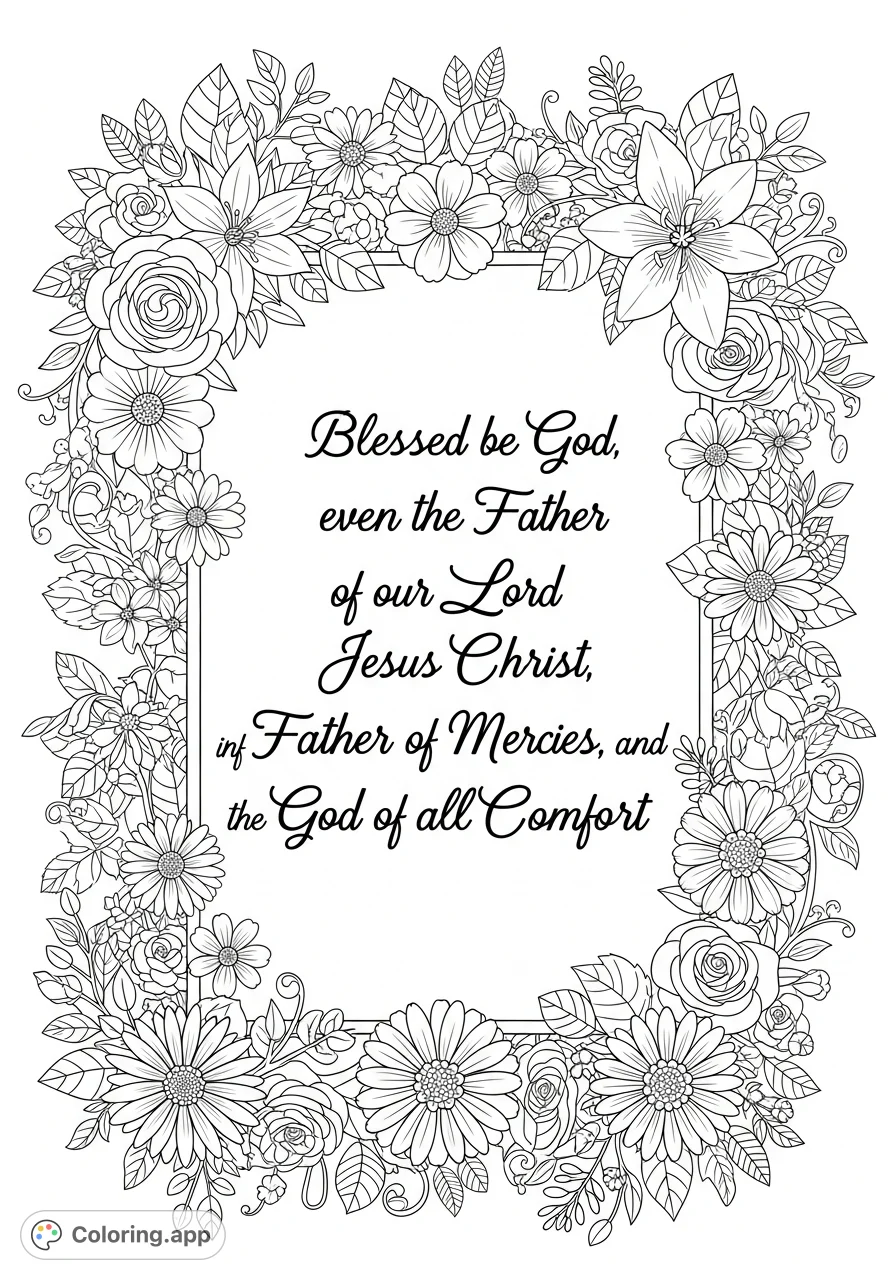 Comfort Coloring Pags Floral Verse of Comfort - Coloring.app