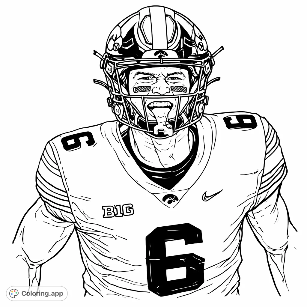 Player Coloring Layout Focused Football Player - Coloring.app