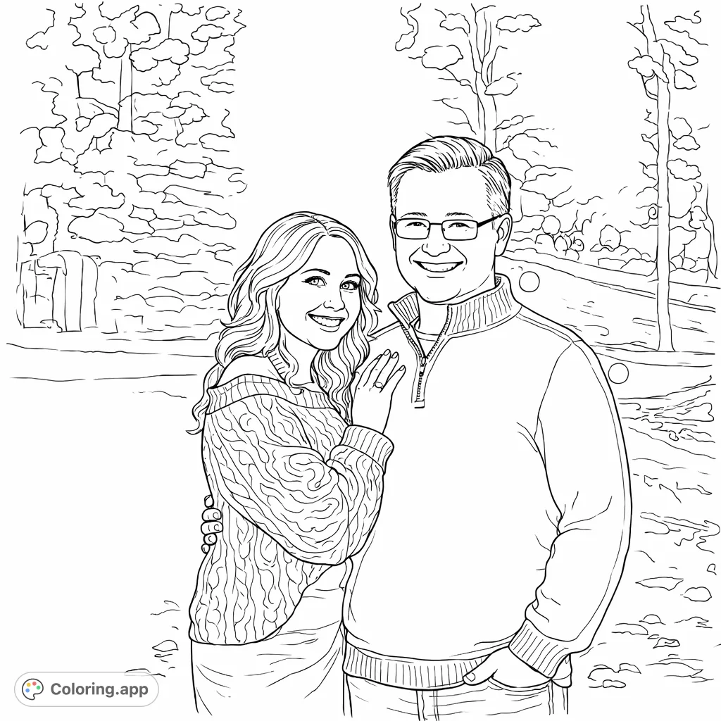 A heartwarming couple portrait captures a joyful moment outdoors. Perfect for personalizing with your favorite shades to celebrate connection and nature.