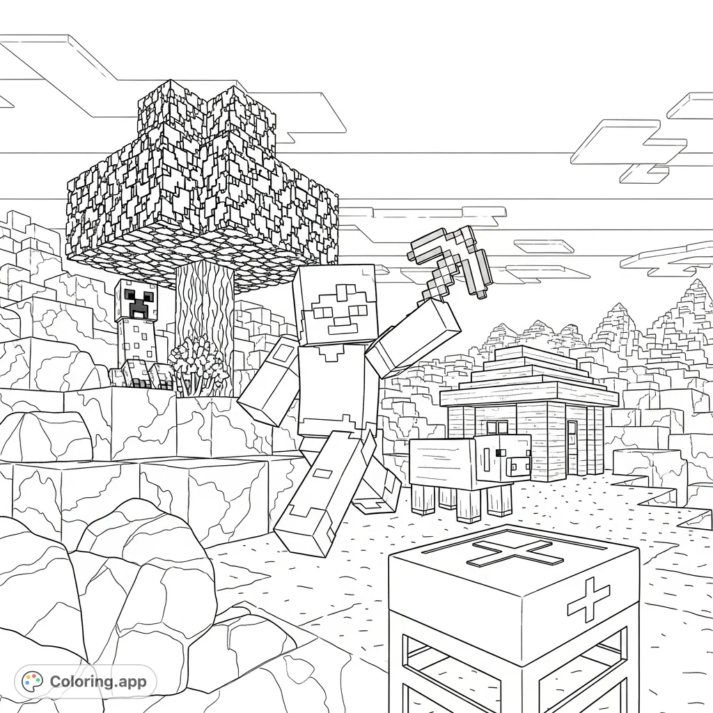 Minecraft Note Block Coloring Image Minecraft Block World Adventure - Coloring.app