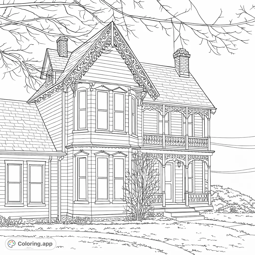 Victorian Gingerbread House - Coloring.app