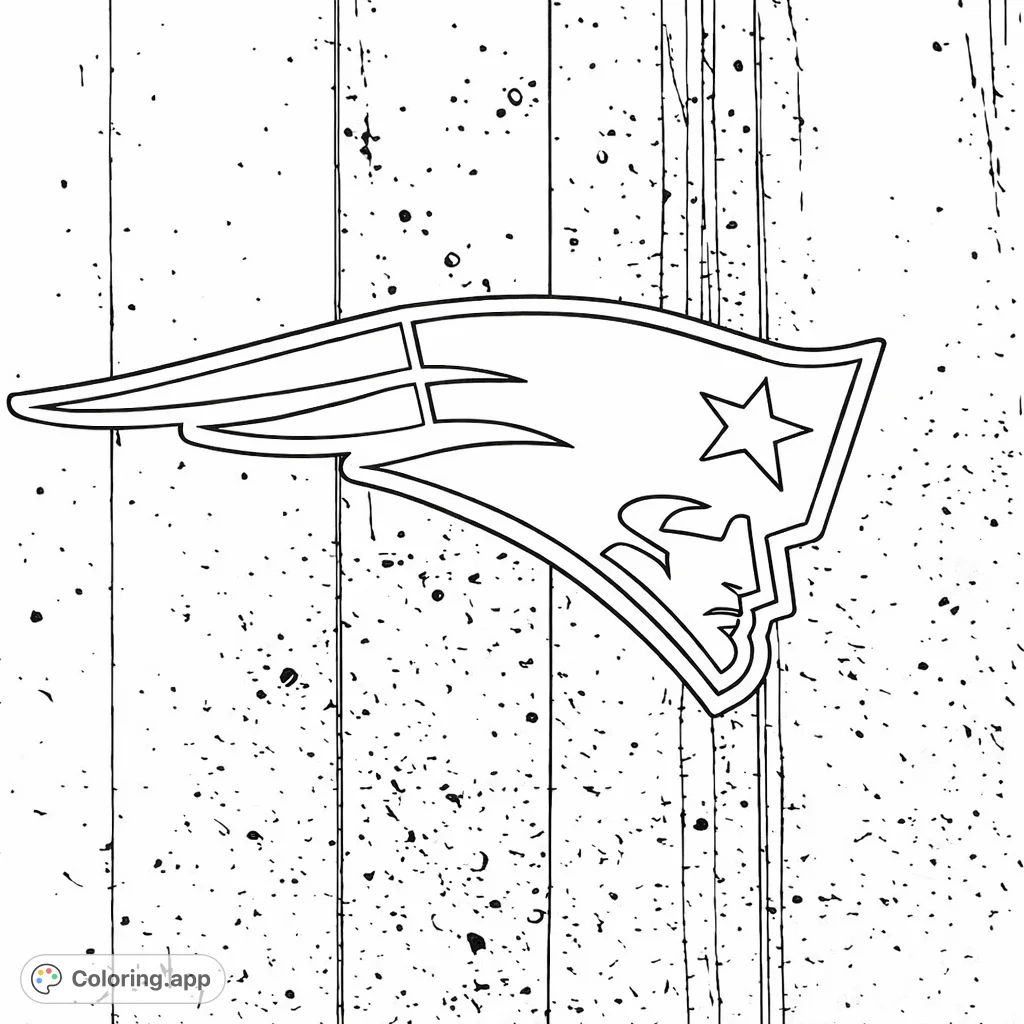 Color a powerful football team emblem against a distressed, striped background. Capture the rugged texture and iconic design.