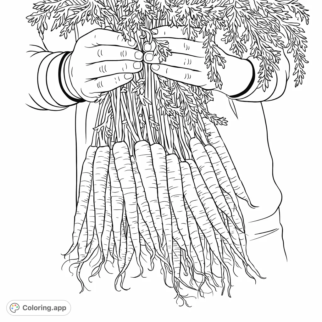 Explore the abundance of nature with this freshly harvested root vegetables coloring page. Perfect for nature lovers and garden enthusiasts.