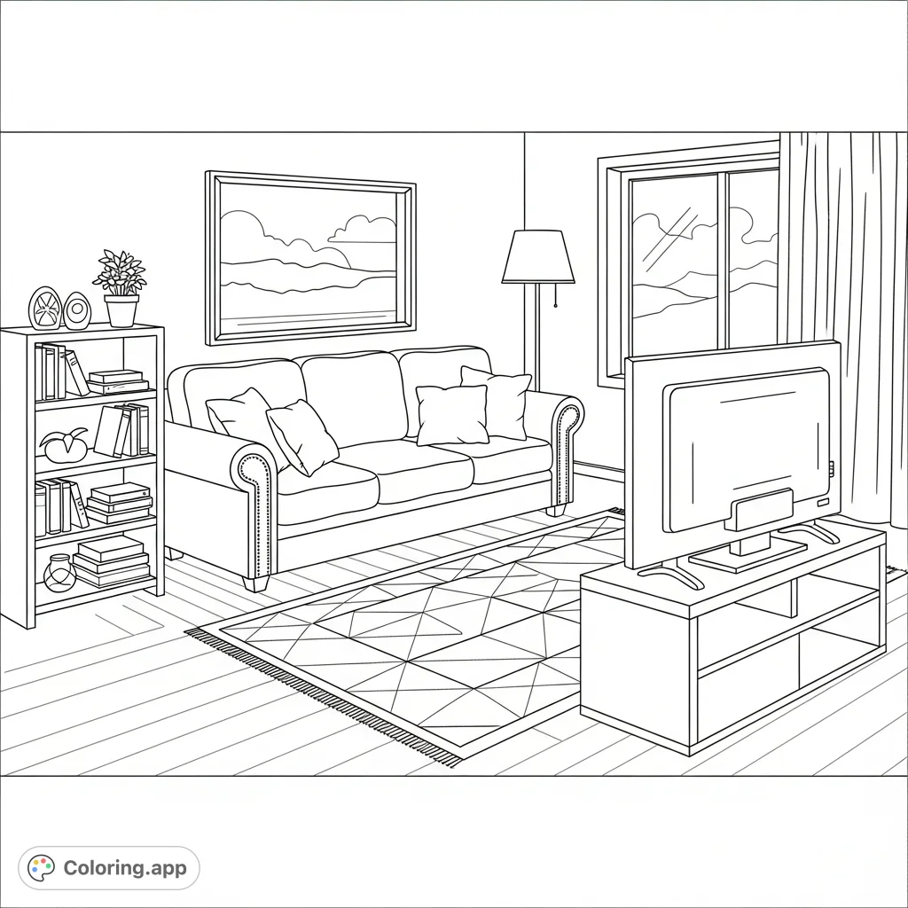 Comfort Coloring Pags Cozy Living Room Comfort - Coloring.app