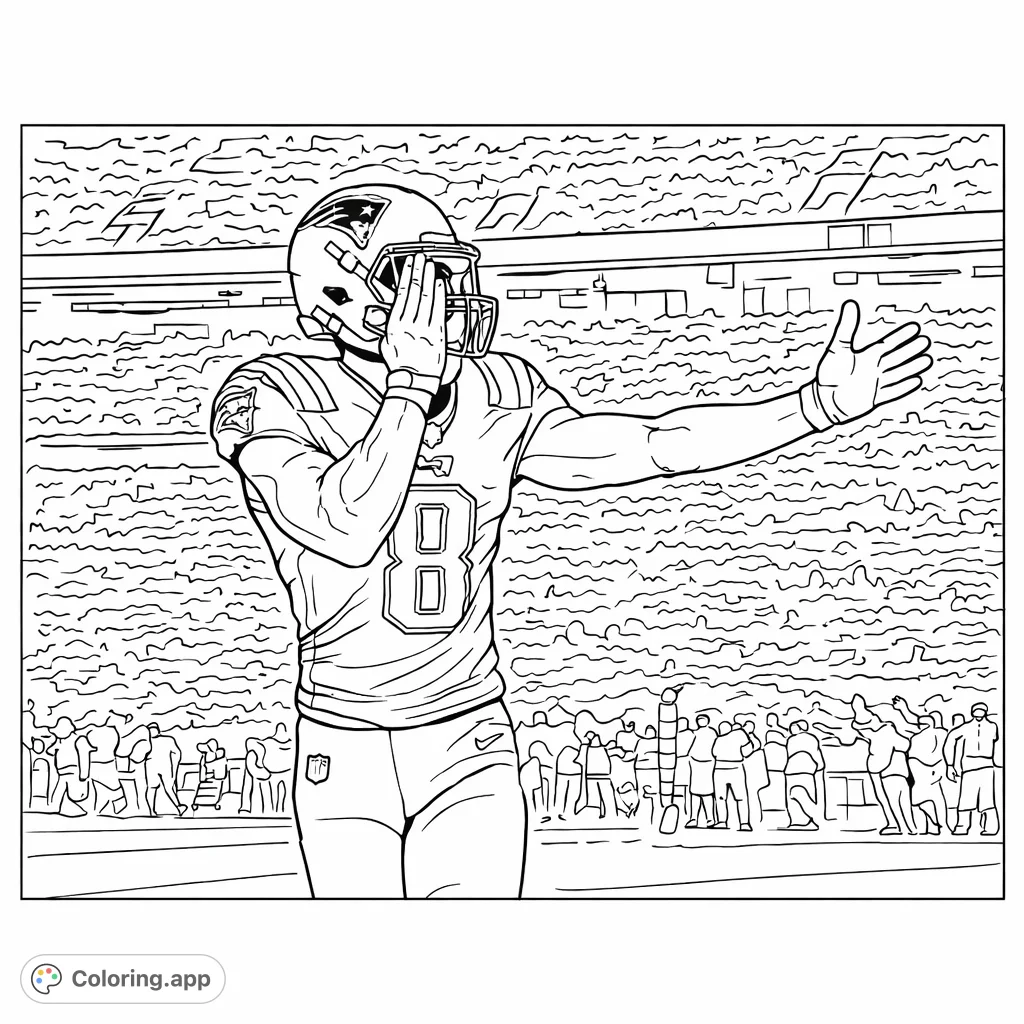 Player Coloring Layout Football Player Stadium Celebration - Coloring.app