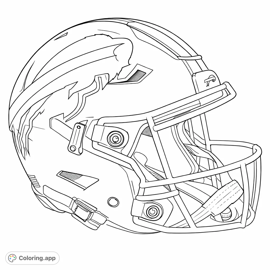 Score a touchdown with this Buffalo Bills Football Helmet coloring page! Unleash your team spirit, perfect for fans of all ages to color and display.