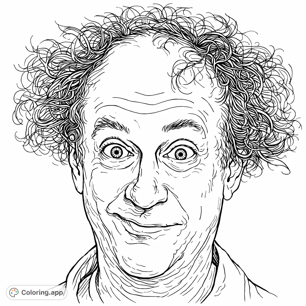 Capture a whimsical moment with this expressive portrait of a man with wide eyes and a playful grin. A fun and detailed face to bring to life!