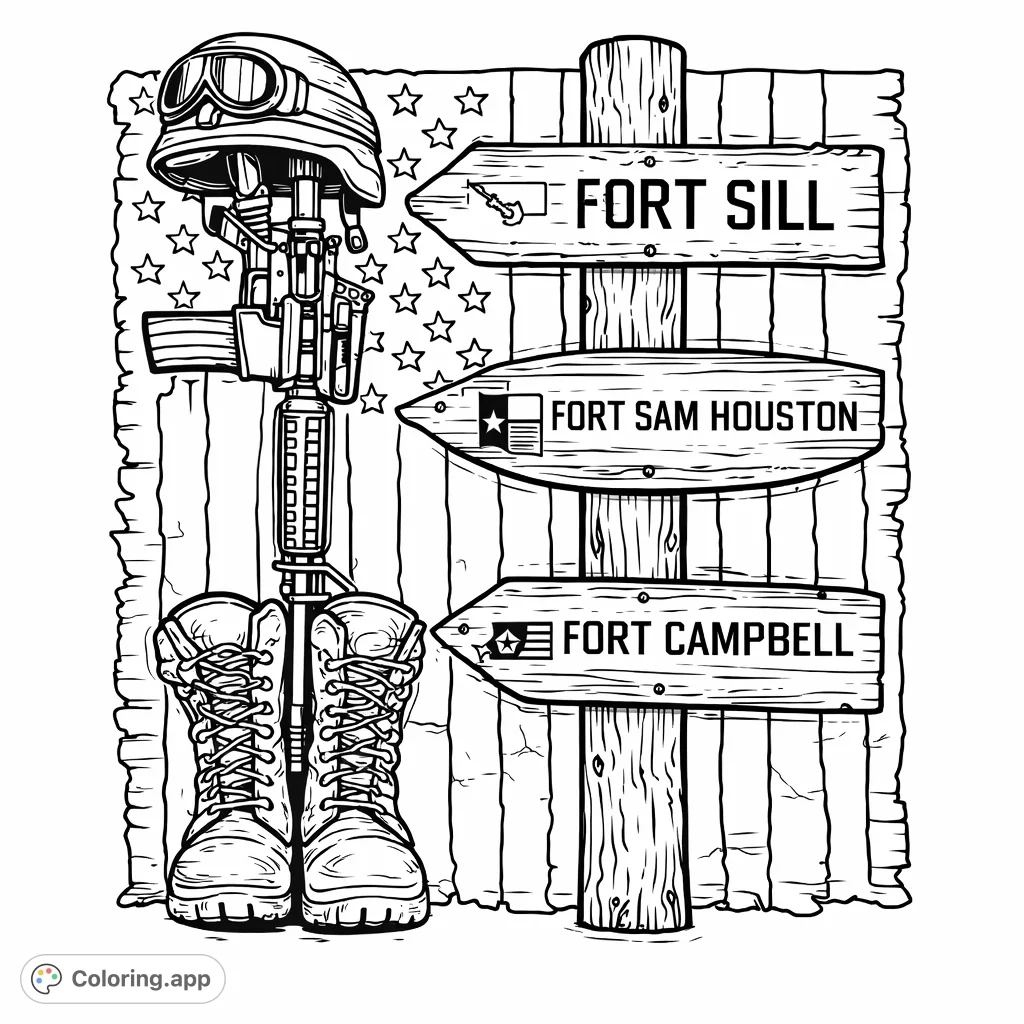 Military Forts Memorial Tribute - Coloring.app