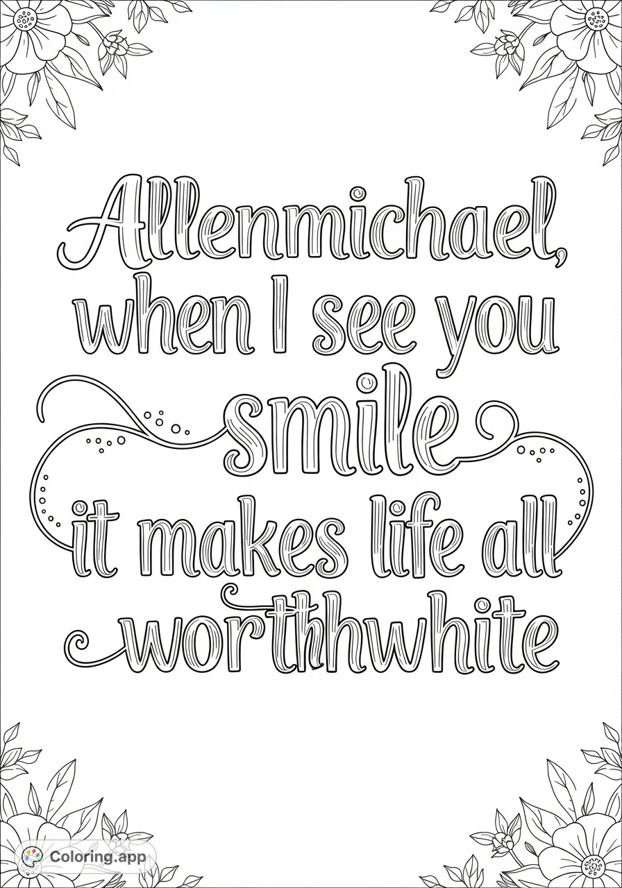 A heartwarming quote in elegant, hollow cursive font, perfect for personalizing with your favorite colors. Celebrate joy with this beautiful, free printable text coloring page.