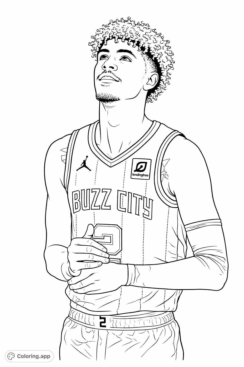 Capture the spirit of a focused basketball player in this dynamic coloring page. Featuring a detailed jersey and expressive face, it’s perfect for sports enthusiasts.
