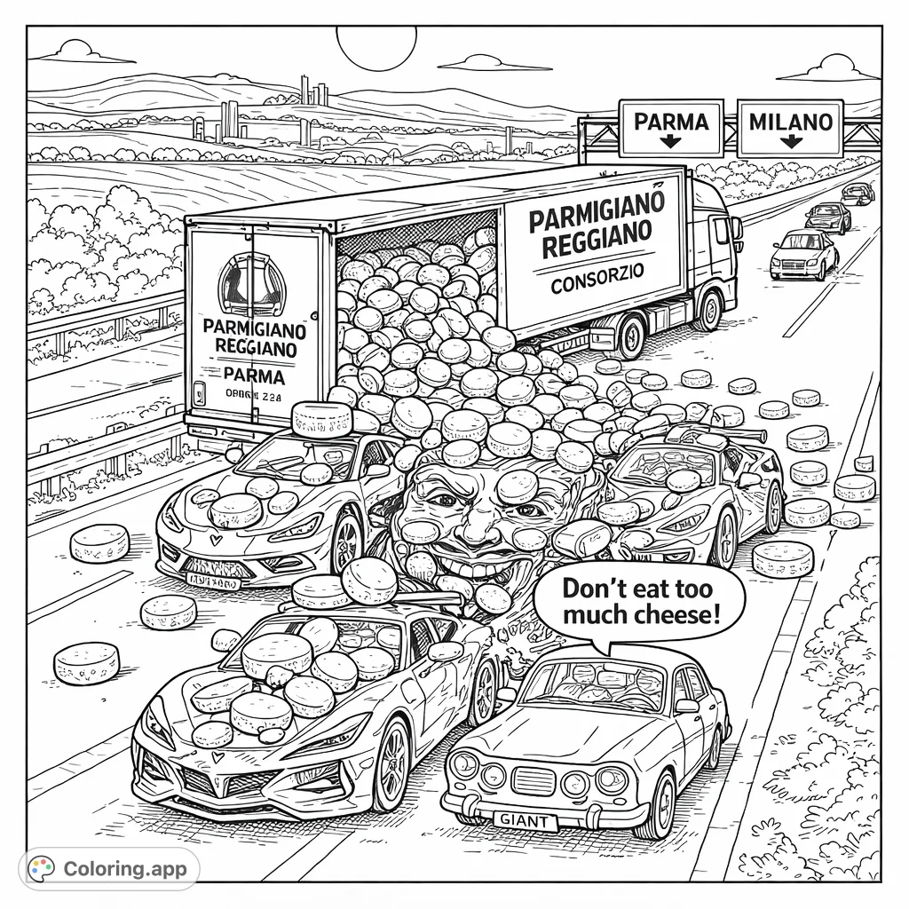 Cheese Spill Highway Havoc - Coloring.app