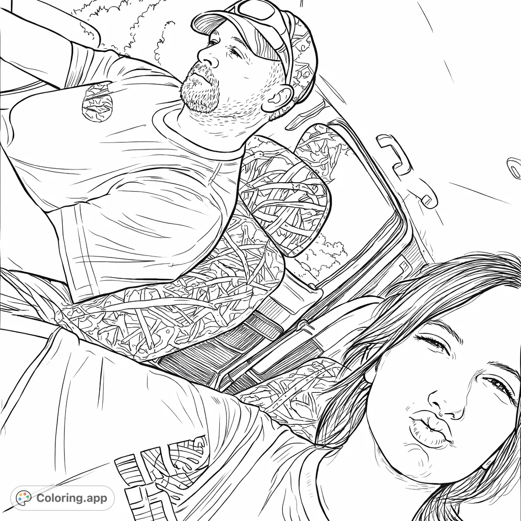 Capture the fun of a car ride with this two-person scene. Perfect for customizing clothing, car interior, and outdoor scenery details.