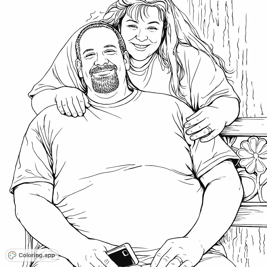 A warm depiction of a smiling couple embracing outdoors, perfect for adding personal touches to a heartfelt scene.