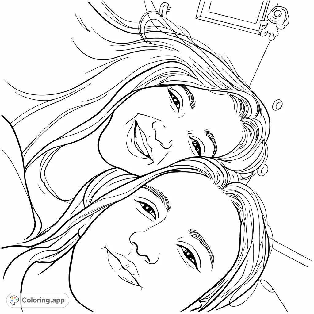 A heartwarming close-up of two individuals, one smiling broadly behind another, creating a scene of friendship and connection. Perfect for expressing warmth and camaraderie.