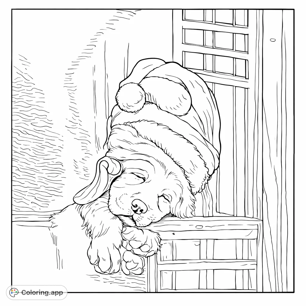 A friendly dog with floppy ears peeks playfully from a framed opening, inviting you to bring its charming expression to life with your colors.