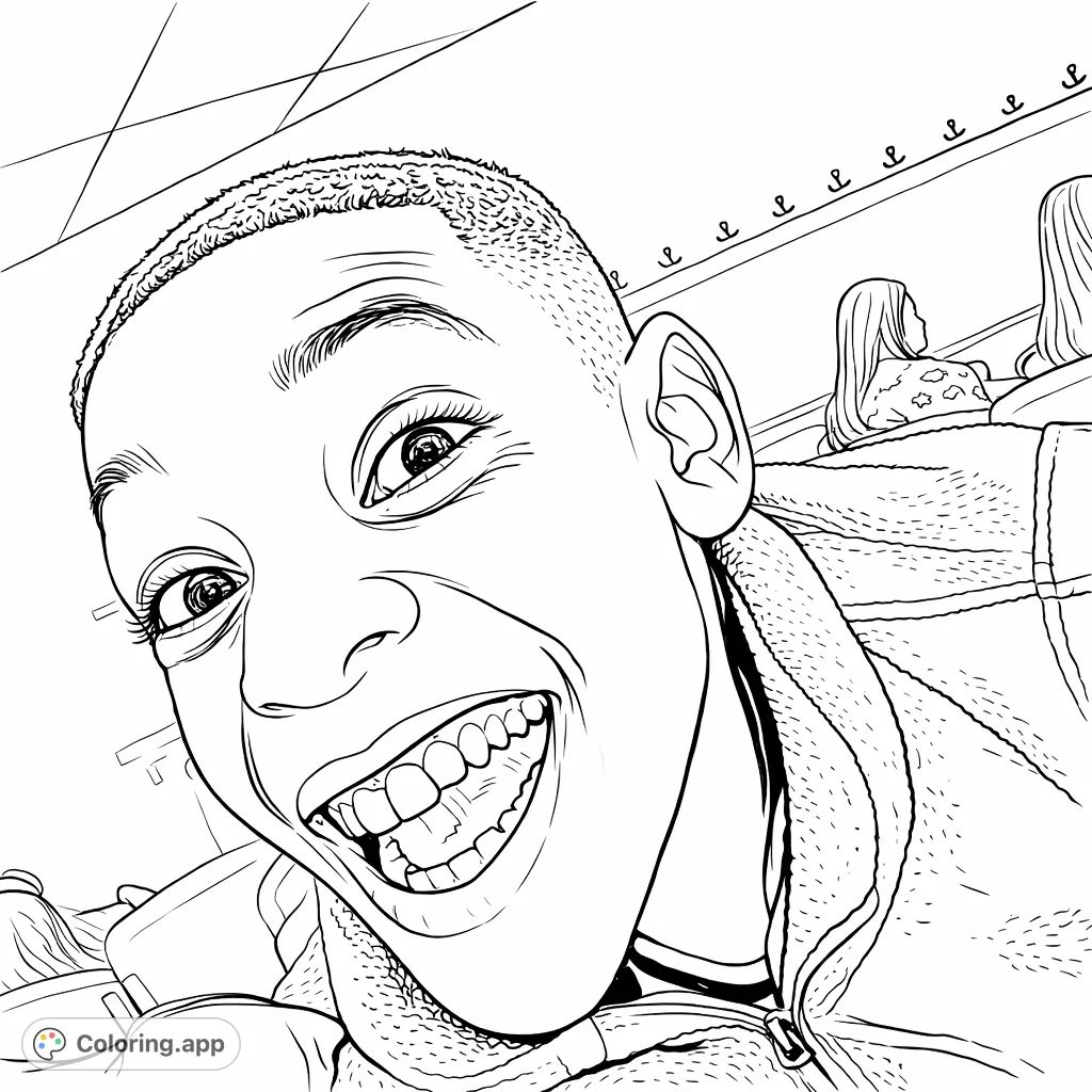 Capture a moment of pure joy with this happy kid coloring page! Features a wide, expressive smile, detailed facial features, and a simple background for creative coloring.