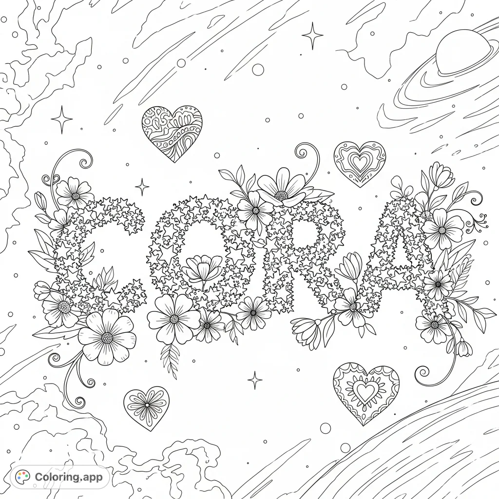 Cora's Celestial Bloom - Coloring.app
