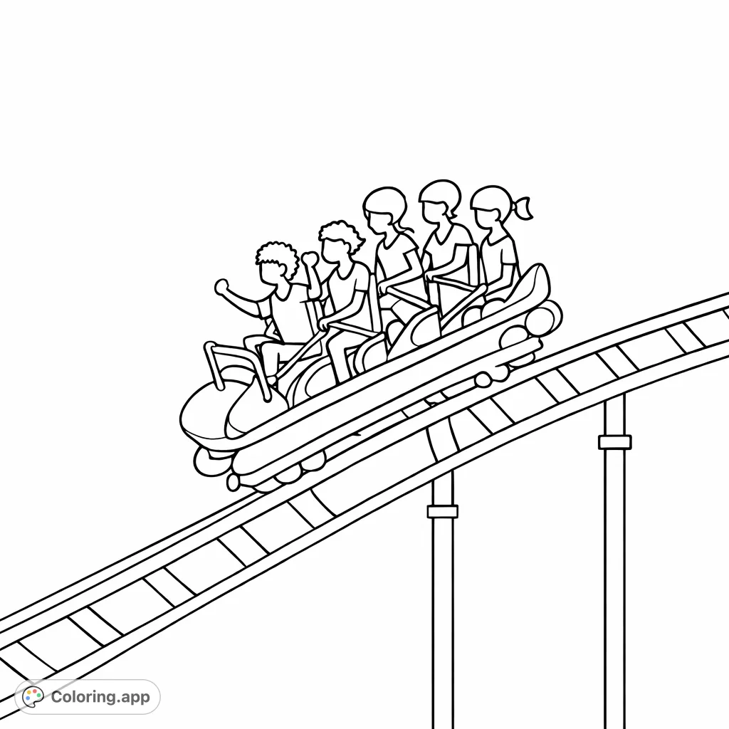 Fun Rides Coloring Pages Thrilling Roller Coaster Ride - Coloring.app