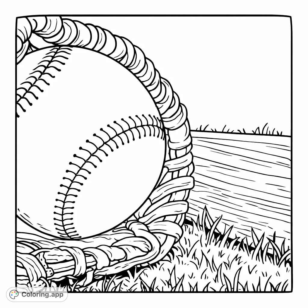 A classic baseball scene with a ball in a glove next to a bat on a grassy field. Perfect for sports enthusiasts and aspiring athletes.