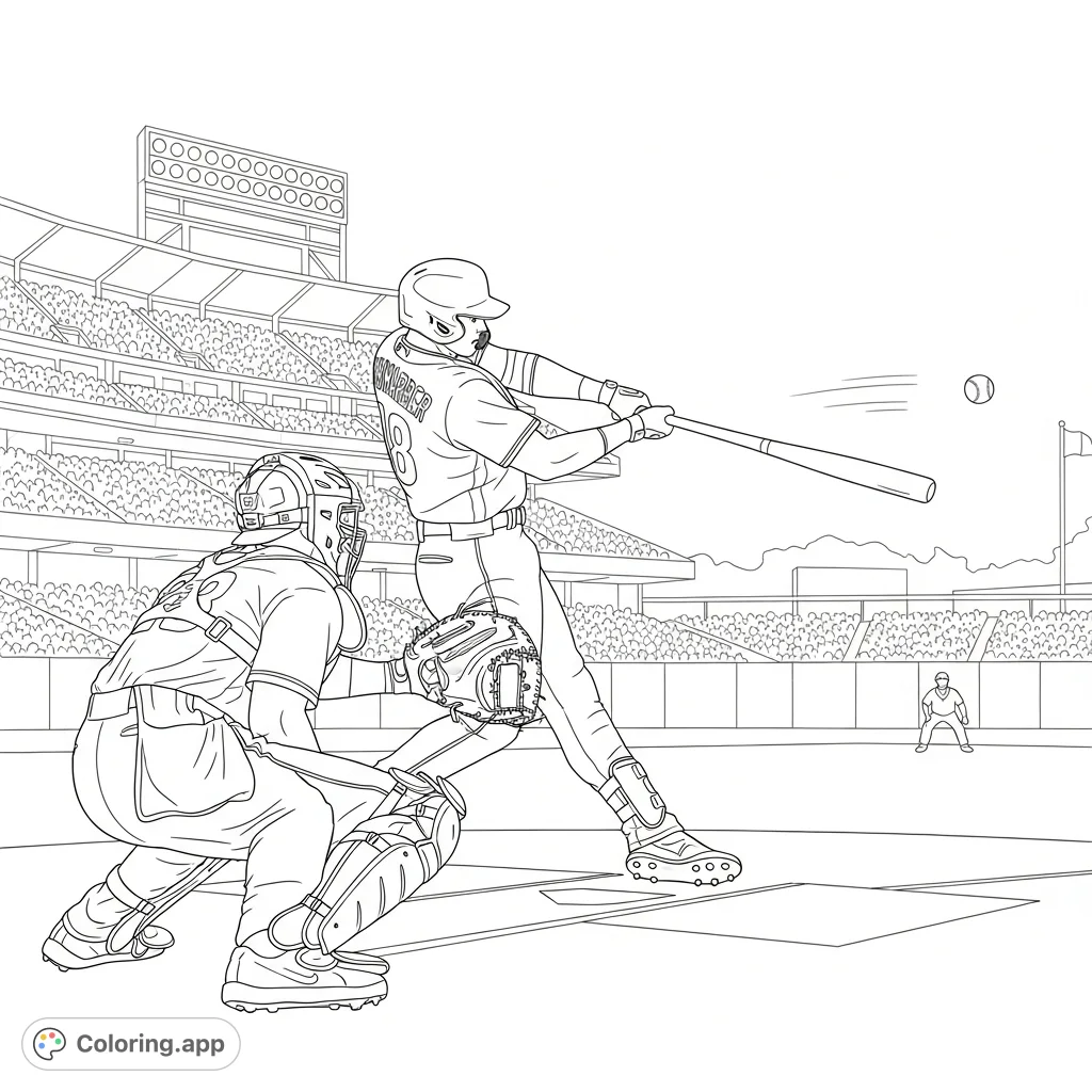 Experience the intense action of a baseball game with Kyle Schwarber mid-swing after a home run. Detailed scene for sports fans.