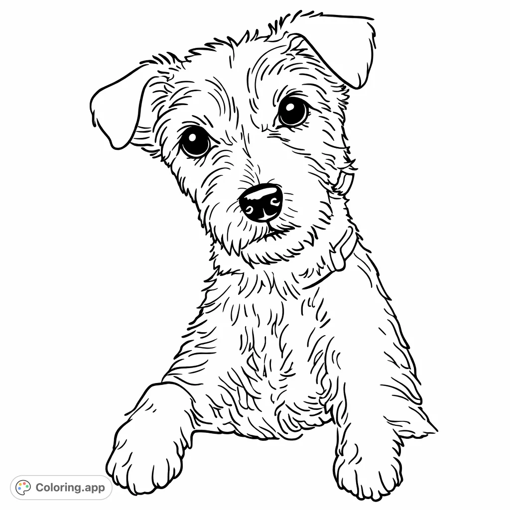 Meet a charming and curious dog with an adorable head tilt, ready for your creative touch. This playful pup portrait promises a delightful coloring experience for all ages.