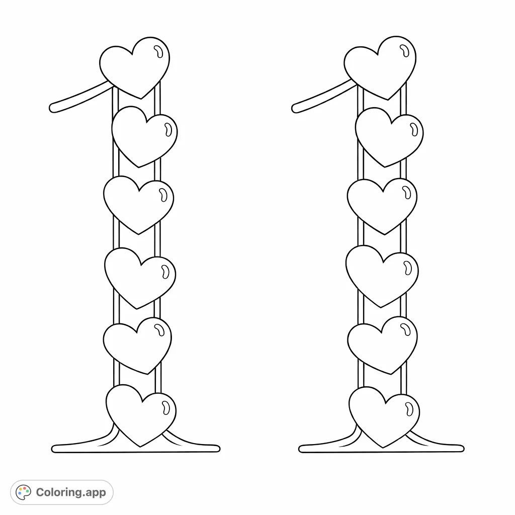 Two charming number one designs, each adorned with a stack of seven heart shapes. A delightful illustration perfect for celebrating special dates or learning numbers.