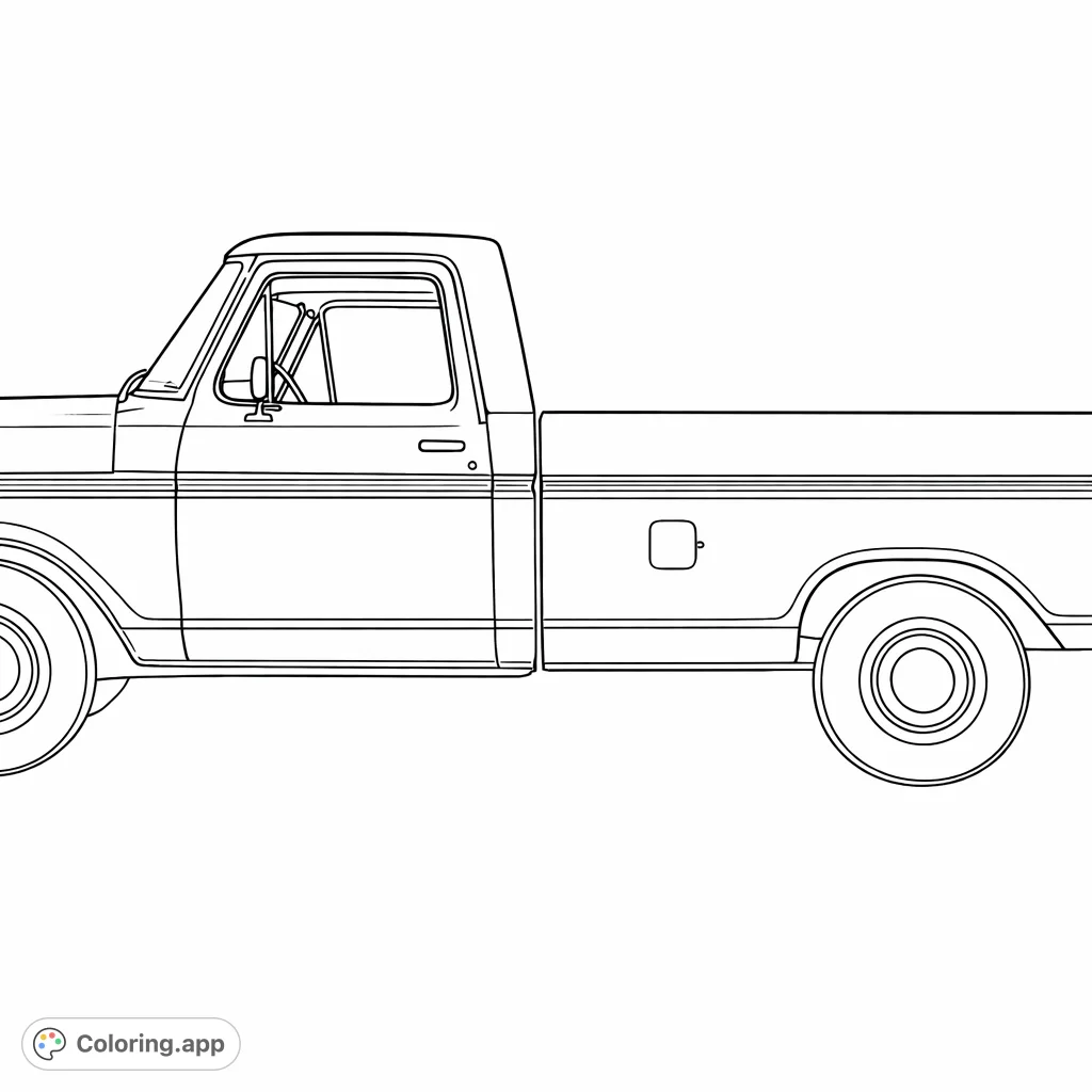 A classic pickup truck from a side perspective, ready for customization. Perfect for vehicle enthusiasts and vintage fans.