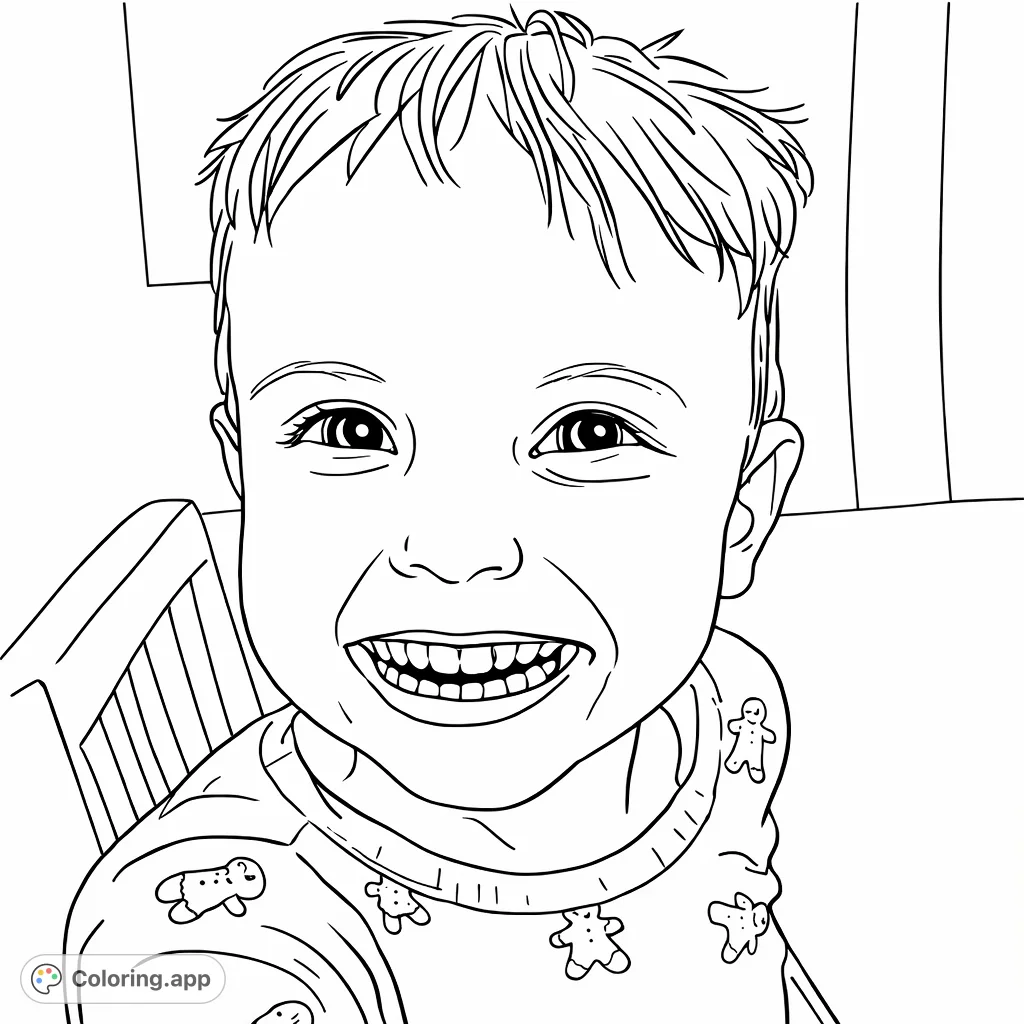 Capture a joyful child's smiling face with this simple portrait coloring page. Perfect for young artists to express creativity.