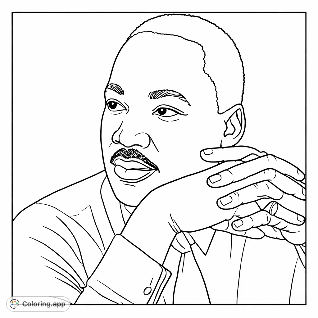 Color a distinguished portrait of a thoughtful leader. Capture the nuanced expression and detailed hand posture against a simple background.