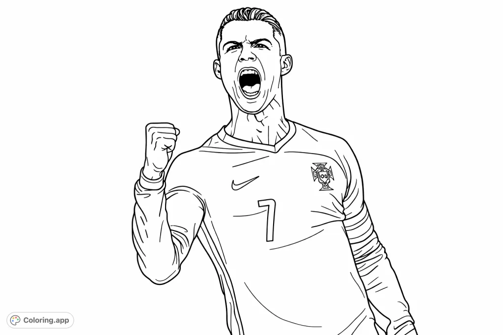 Capture the dynamic energy of a triumphant soccer player mid-celebration. A detailed portrait ready for you to add your team's spirit and vibrant stadium atmosphere.