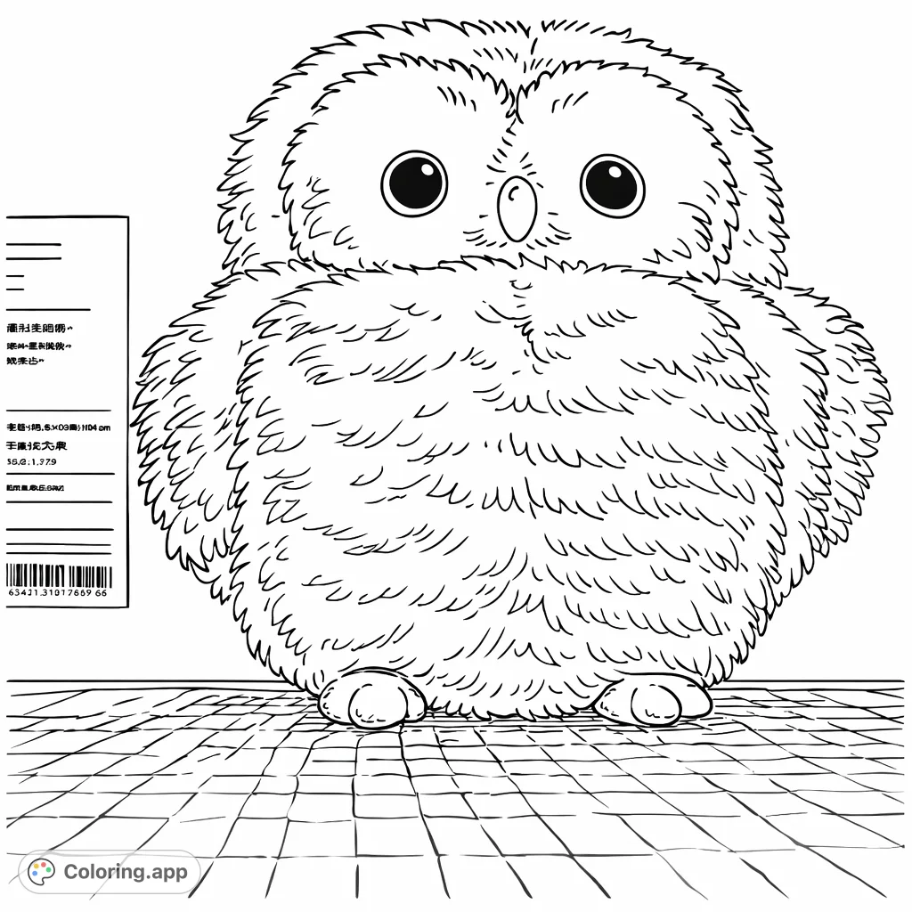 A charming, fluffy owl plush toy with expressive eyes and a textured body, ready to be brought to life with your creative colors. Perfect for all ages.