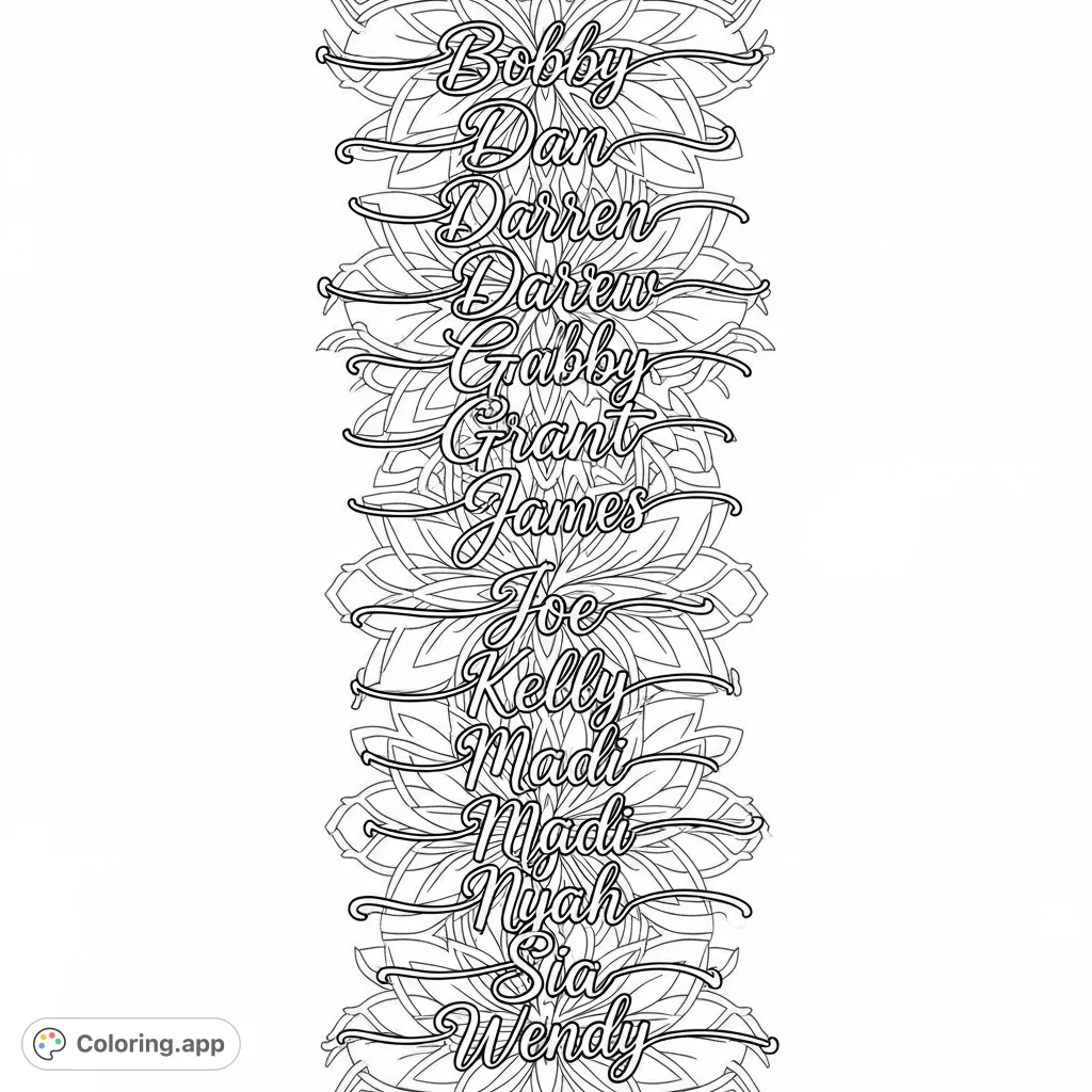 Elegant Cursive Names List - Coloring.app