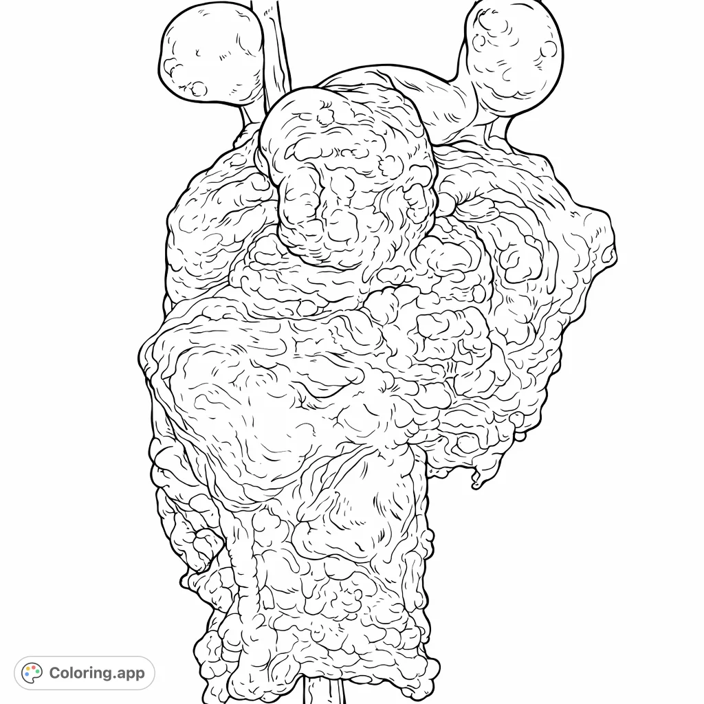 Explore intricate biological forms with this detailed anatomical specimen coloring page. Ideal for medical students, science enthusiasts, and adult colorists seeking a unique challenge.