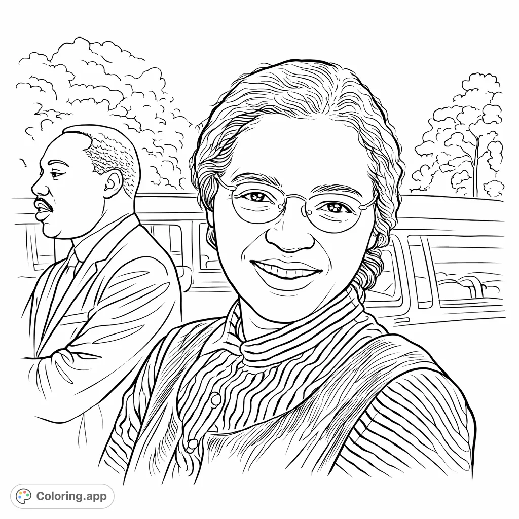 Rosa Parks and Martin Luther King Coloring.app