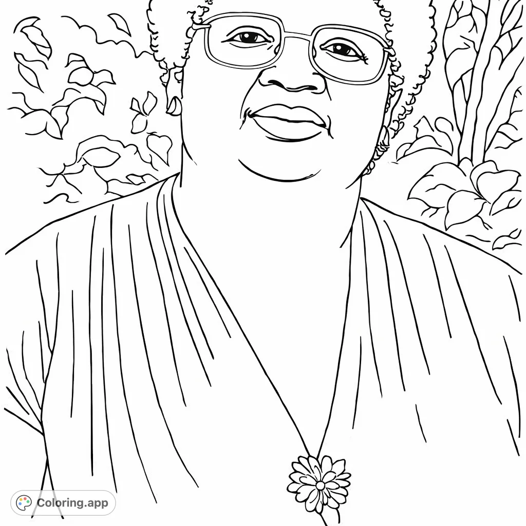 Capture the timeless elegance of this portrait, featuring styled hair, glasses, and a pleated top with a delicate brooch. Perfect for a relaxing creative session.