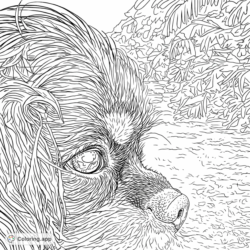 A detailed close-up of a loyal dog's face in profile, featuring expressive eyes, a textured snout, and flowing fur, set against a soft natural background.