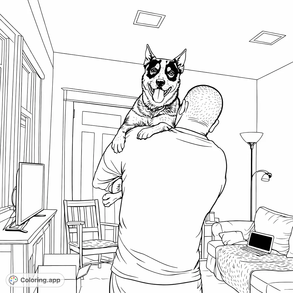 Shoulder Ride Dog Portrait - Coloring.app