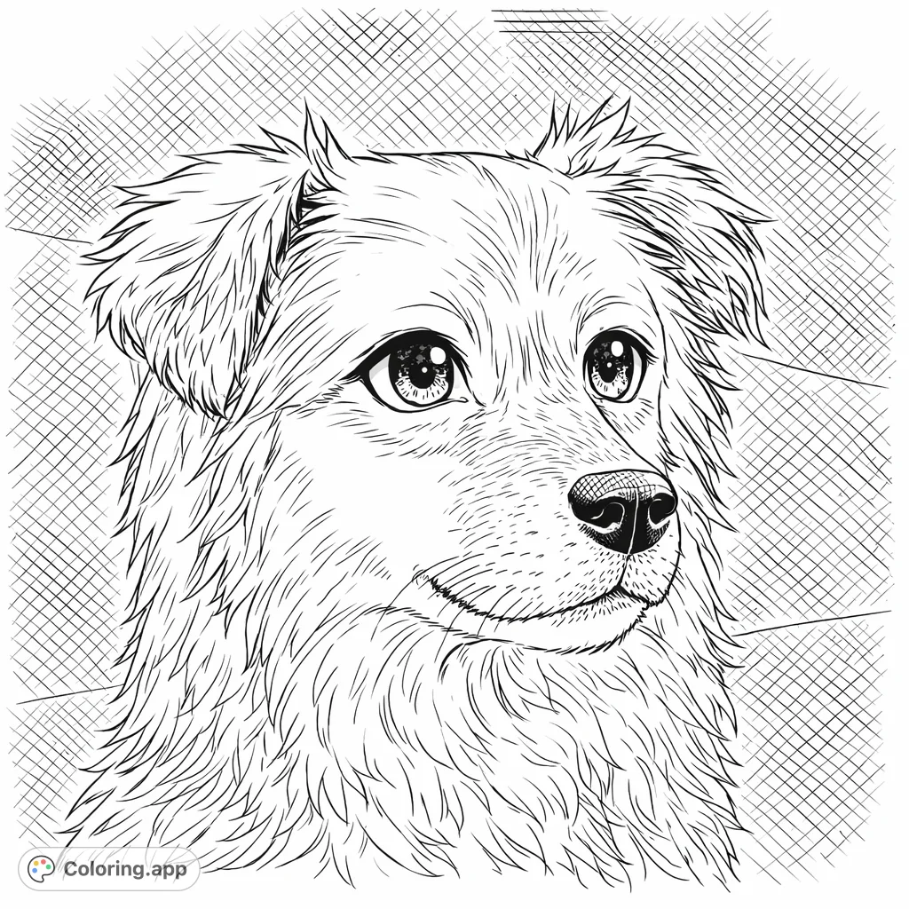 Discover this charming anime-inspired dog, a loyal companion captured in a delightful portrait. Perfect for fans of animated art, with a textured background.